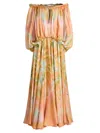 Zimmermann Luna Twist Off-the-shoulder Cutout Gathered Printed Silk-satin Maxi Dress In Brown