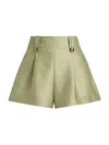 Zimmermann Kindred Spirit Luna Tailored High Waist Wool & Silk Shorts In Green