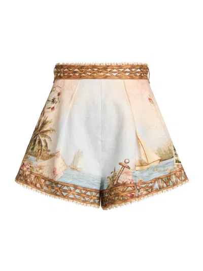 Zimmermann Women's Mahon Island Linen Board Shorts In Multi