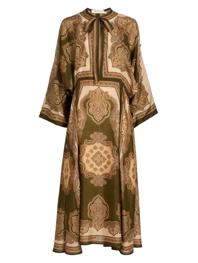 Zimmermann Mahon Paisley Print Habutai Silk Maxi Dress In Multi