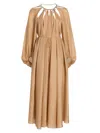 Zimmermann Silk Mini Dress With Billow Sleeves And Adjustable Chain In Brown