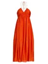 Zimmermann Womens Tangerine Mahon Halter-neck Silk Maxi Dress Xl In Orange