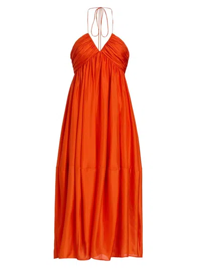 Zimmermann Women's Mahon Silk Halter Maxi Dress In Orange