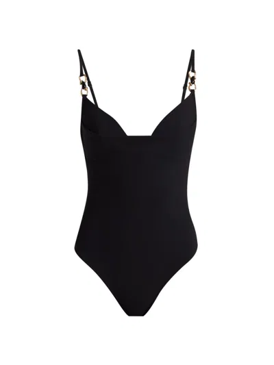 Zimmermann Mahon Trim Detail One-piece Swimsuit In Black