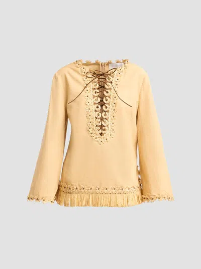 Zimmermann Women's Mahon Tunic Top In Oatmeal