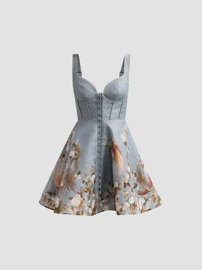 Zimmermann Momentum Corded Mini Dress In Gray