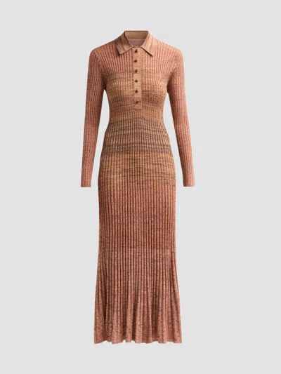 Zimmermann Women's Mouline Rib-knit Polo Midi Dress In Chocolate