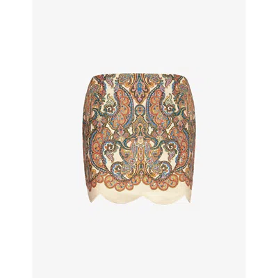 Zimmermann Womens Multi Paisley Ottie Paisley-print Linen Mini Skirt In Multicolor