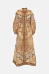 Zimmermann Wanderlust Multicolor Long Dress With V Neck And All-over Paisley Motif In Linen Woman In Multi