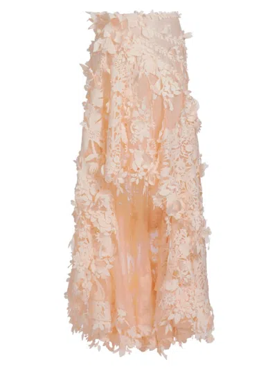 Zimmermann Natura Lasercut High-low Skirt In Light Peach