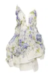 Zimmermann Women's Natural Liftoff Midi Dress In Blue In Blue