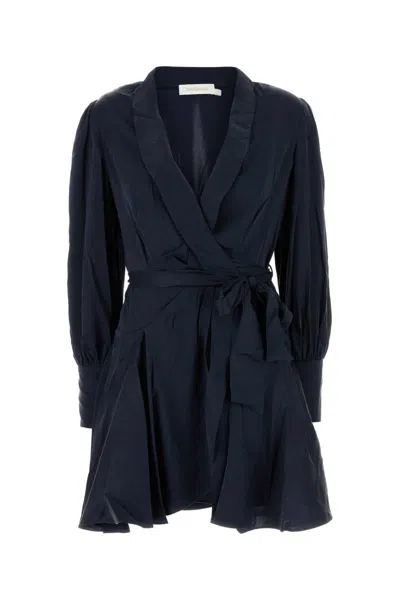 Zimmermann Women Navy Blue Silk Mini Dress