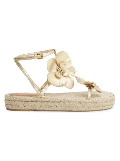 Zimmermann Women's Orchid Floral Metallic Leather Espadrille Sandals In Neutral