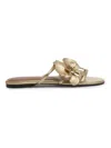 Zimmermann Orchid Flat Sandal Metallic Straps Floral In Gold