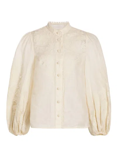 Zimmermann Women's Ottie Embroidered Blouse In Cream