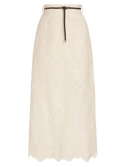 Zimmermann Women's Ottie Embroidered Midi-skirt In Cream