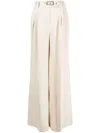 Zimmermann Pleated-waistband Palazzo Trousers In Straw