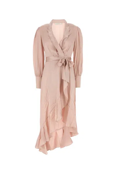Zimmermann Women Pastel Pink Silk Wrap Dress