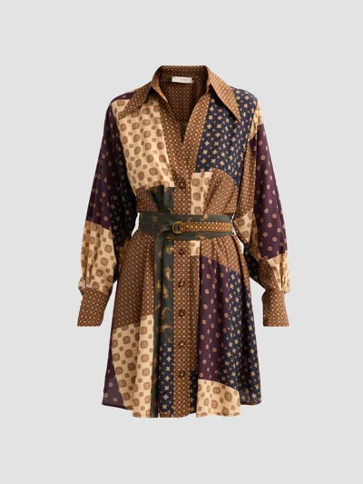 Zimmermann Women's Patchwork Tuck Mini Dress In Multi