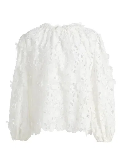 Zimmermann Women's Patience Floral Cotton Lace Blouse In White