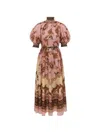 Zimmermann Womens Mauve Jacobean Aster Billow Silk Maxi Dress Xl In Pink