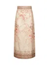 Zimmermann Women Pink Linen Illuminate Midi Pencil Skirt