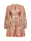 Zimmermann Women Pink Printed Linen Tallow Minidress