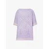 Zimmermann Halliday Linen Printed Mini Dress In Pink/purple