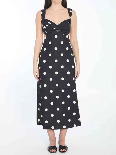 Zimmermann Women Polka Dots Midi Crush Dress In Black