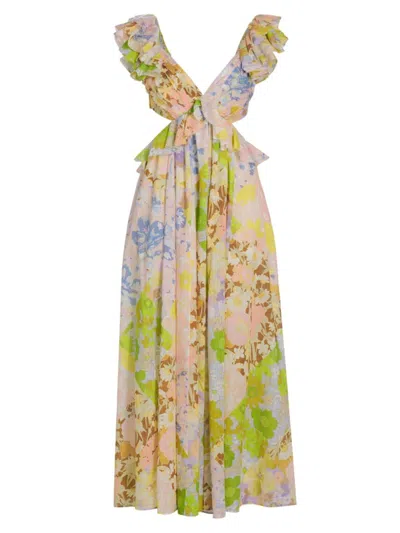 Zimmermann Women's Pop Floral Cut-out Maxi Dress In Multi