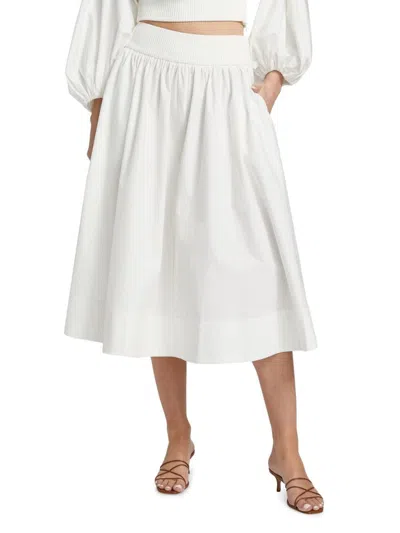 Zimmermann Women's Poplin A-line Midi-skirt In White