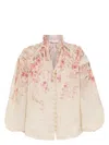Zimmermann Illuminate Pleated Floral-print Linen And Silk-blend Blouse