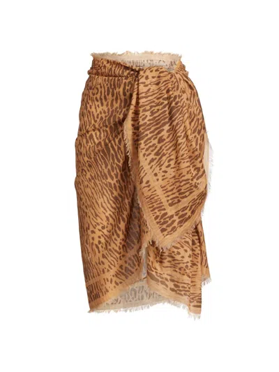 Zimmermann Women's Printed Cotton Self-tie Pareo In Brown