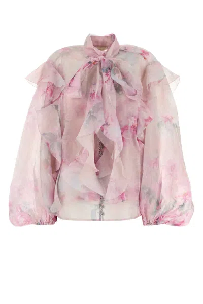 Zimmermann Women Printed Linen Blend Crush Blouse In Pink
