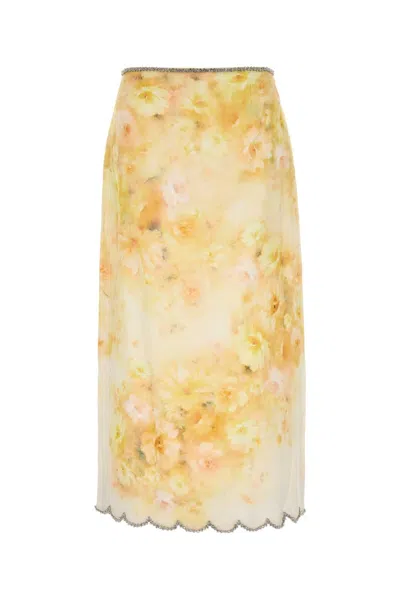 Zimmermann Women Printed Linen Crush Skirt In Yellow