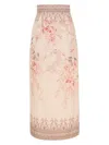 Zimmermann Tropical Floral Linen Pencil Skirt