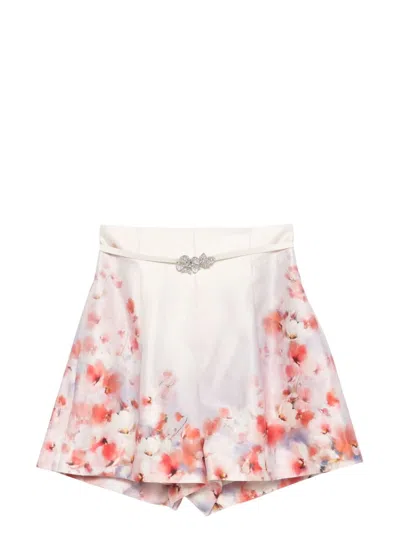 ZIMMERMANN WOMEN'S PRINTED SATIN CRUSH SHORTS