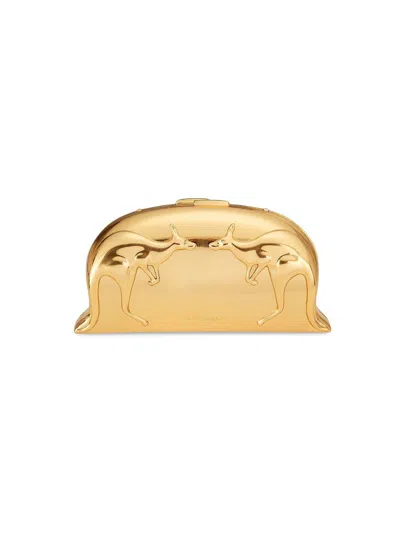 Zimmermann Women's Rapture Kangaroo-motif Metallic Clutch In Gold