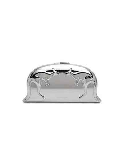 Zimmermann Women's Rapture Kangaroo-motif Metallic Clutch In Silver
