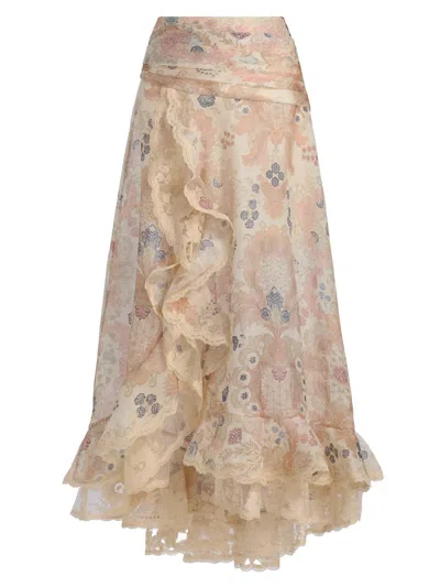 Zimmermann Women's Rebellion Lace Maxi Skirt In Pink