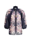 Zimmermann Rhiannon Billow Blue Blouse With High Neck And All-over Paisley Print In Ramie Woman