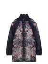 Zimmermann Rhiannon Billow Blue Blouse With High Neck And All-over Paisley Print In Ramie Woman In Blue