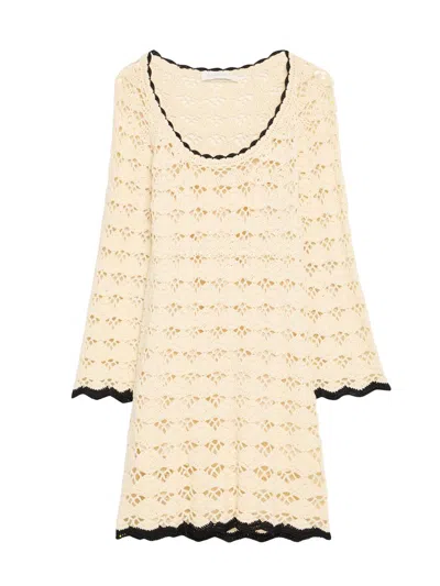 Zimmermann Rhiannon Crocheted Cotton Mini Dress In Neutral