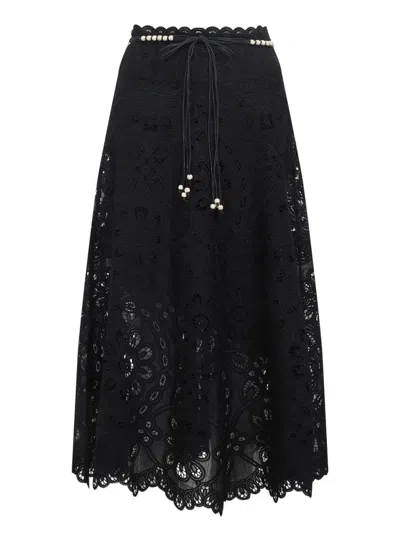 ZIMMERMANN WOMEN'S RHIANNON EMBROIDERED MIDI SKIRT