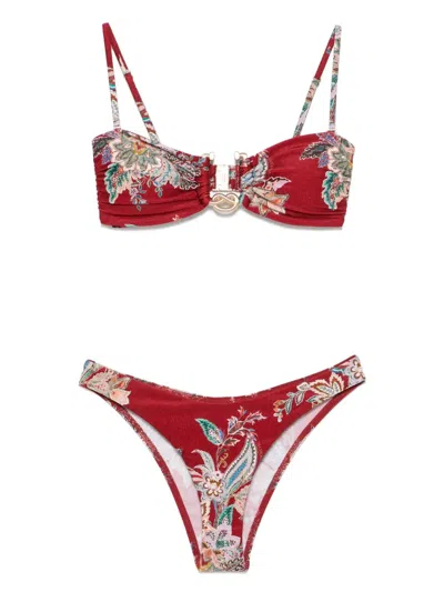Zimmermann Women Rhiannon Knot Trim Bikini In Red