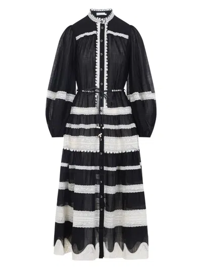 ZIMMERMANN WOMEN'S RHIANNON LACE MIDI DRESS | SIZE 2 | 3227DSS251