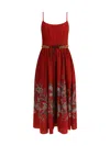Zimmermann Rhiannon Belted Paisley-print Cotton-voile Midi Dress In Red
