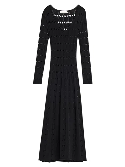 Zimmermann Women's Rhiannon Pointelle-knit Maxi Dress In Black