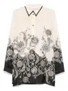Zimmermann White Floral And Paisley Print Shirt With Contrasting Trim In Multi