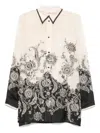 Zimmermann White Floral And Paisley Print Shirt With Contrasting Trim In Multi